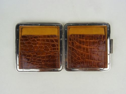 SUPERB ENGLISH VICTORIAN SILVER AND CROCODILE CARD CASE - ADDITIONAL PHOTO 3