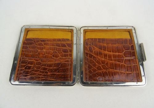 SUPERB ENGLISH VICTORIAN SILVER AND CROCODILE CARD CASE - ADDITIONAL PHOTO 1