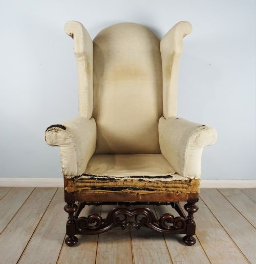 A WILLIAM AND MARY REVIVAL WING BACK ARMCHAIR - ADDITIONAL PHOTO 1
