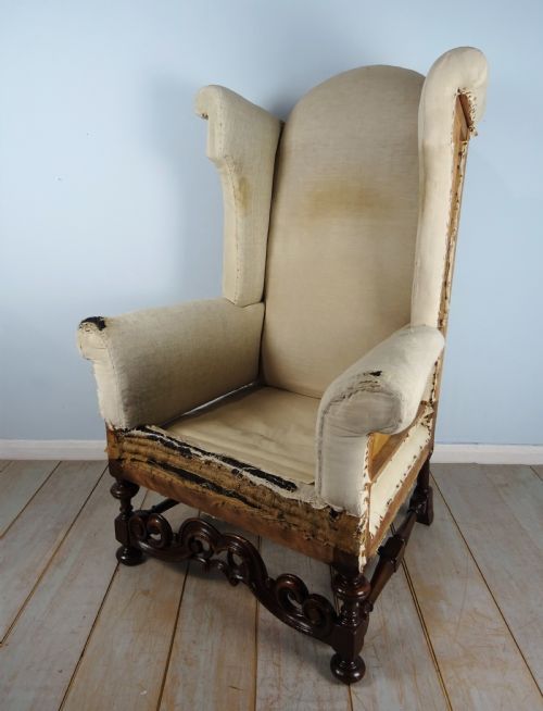 A WILLIAM AND MARY REVIVAL WING BACK ARMCHAIR - ADDITIONAL PHOTO 2