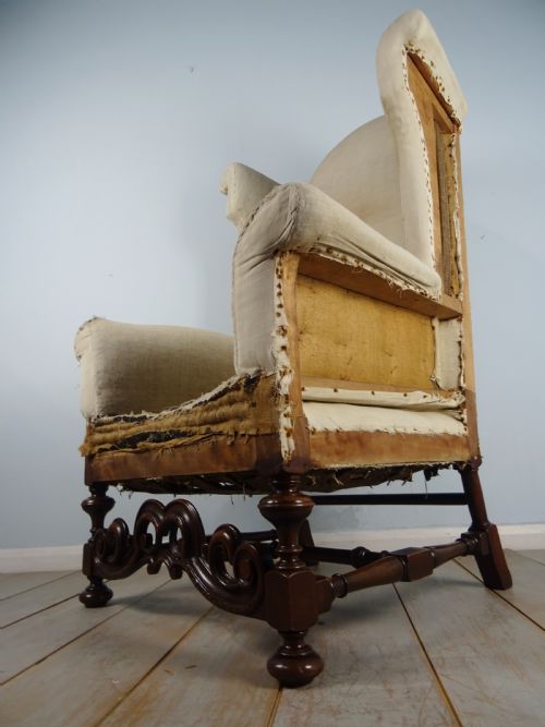 A WILLIAM AND MARY REVIVAL WING BACK ARMCHAIR - ADDITIONAL PHOTO 5