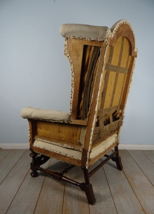 A WILLIAM AND MARY REVIVAL WING BACK ARMCHAIR - ADDITIONAL PHOTO 6