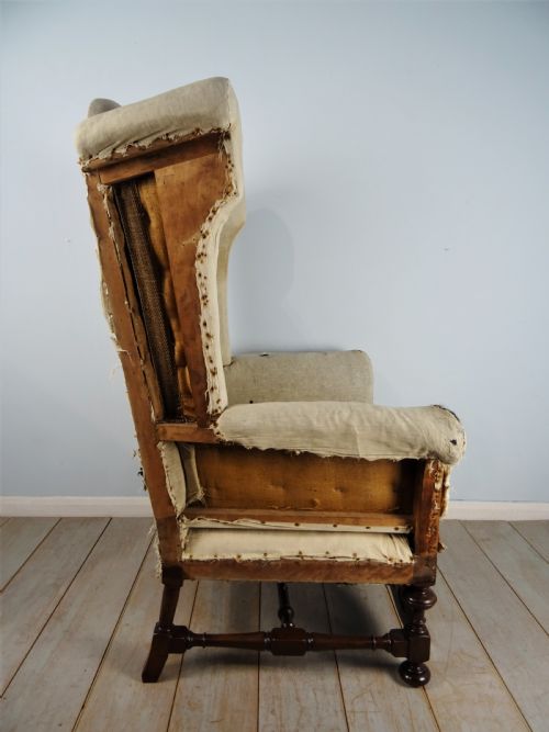 A WILLIAM AND MARY REVIVAL WING BACK ARMCHAIR - ADDITIONAL PHOTO 9
