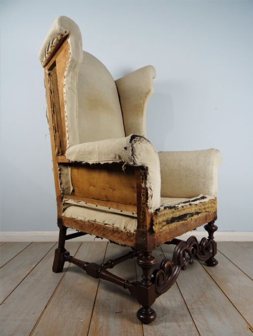 A WILLIAM AND MARY REVIVAL WING BACK ARMCHAIR - ADDITIONAL PHOTO 11