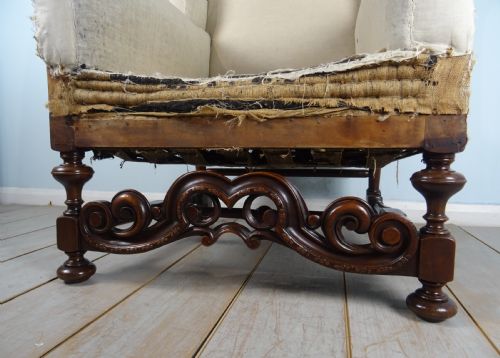 A WILLIAM AND MARY REVIVAL WING BACK ARMCHAIR - ADDITIONAL PHOTO 12