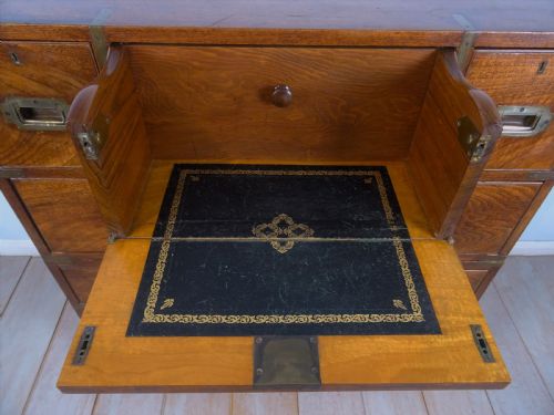 ANTIQUE MILITARY CAMPAIGN SECRETAIRE CHEST OF DRAWERS - ADDITIONAL PHOTO 5