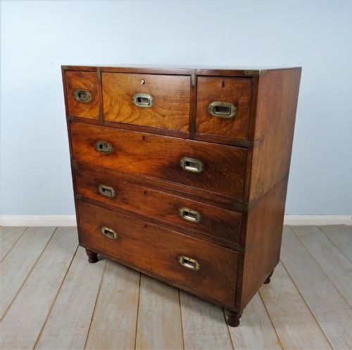 ANTIQUE MILITARY CAMPAIGN SECRETAIRE CHEST OF DRAWERS - ADDITIONAL PHOTO 8