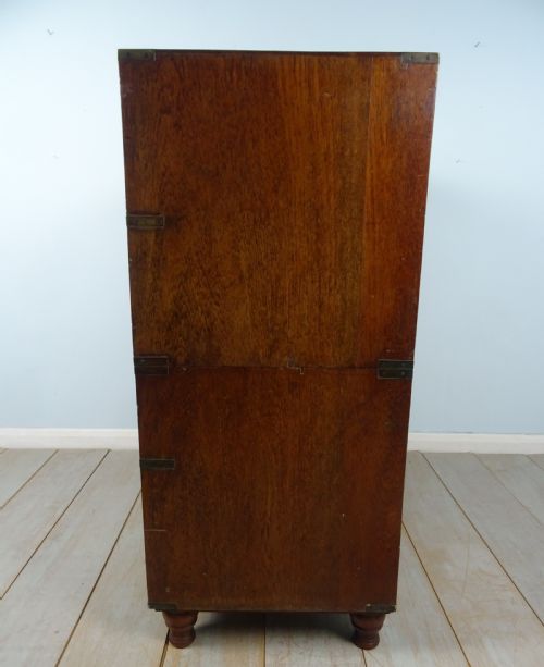 ANTIQUE MILITARY CAMPAIGN SECRETAIRE CHEST OF DRAWERS - ADDITIONAL PHOTO 9
