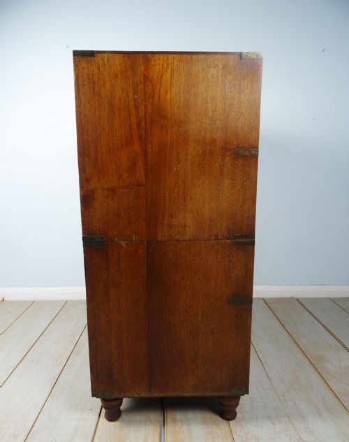 ANTIQUE MILITARY CAMPAIGN SECRETAIRE CHEST OF DRAWERS - ADDITIONAL PHOTO 11