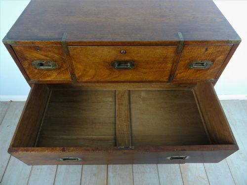 ANTIQUE MILITARY CAMPAIGN SECRETAIRE CHEST OF DRAWERS - ADDITIONAL PHOTO 14