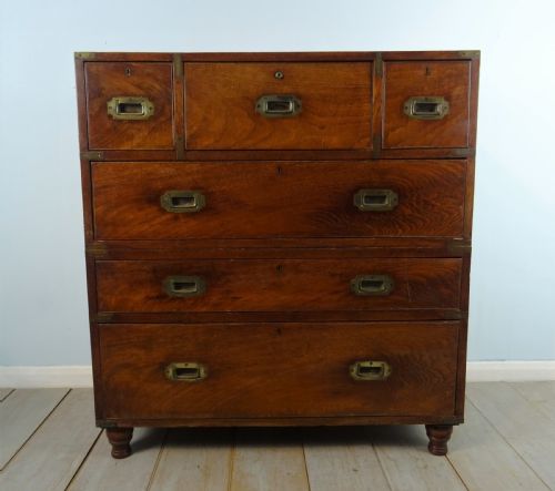 ANTIQUE MILITARY CAMPAIGN SECRETAIRE CHEST OF DRAWERS - ADDITIONAL PHOTO 15