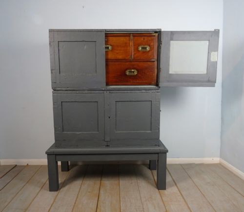 ANTIQUE MILITARY CAMPAIGN SECRETAIRE CHEST OF DRAWERS - ADDITIONAL PHOTO 17