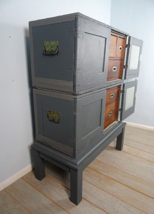 ANTIQUE MILITARY CAMPAIGN SECRETAIRE CHEST OF DRAWERS - ADDITIONAL PHOTO 18
