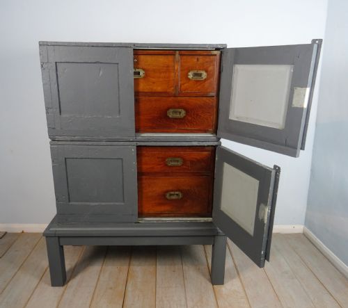 ANTIQUE MILITARY CAMPAIGN SECRETAIRE CHEST OF DRAWERS - ADDITIONAL PHOTO 19