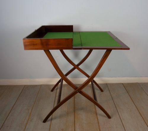 mahogany campaign folding desk coaching table - CATEGORY: ANTIQUE TABLES - DATED 1900