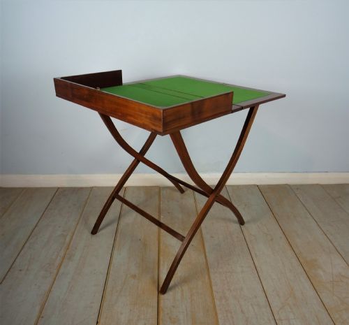 MAHOGANY CAMPAIGN FOLDING DESK COACHING TABLE - ADDITIONAL PHOTO 3