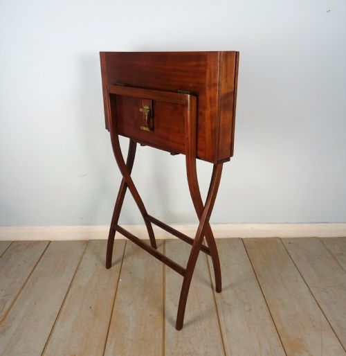 MAHOGANY CAMPAIGN FOLDING DESK COACHING TABLE - ADDITIONAL PHOTO 9