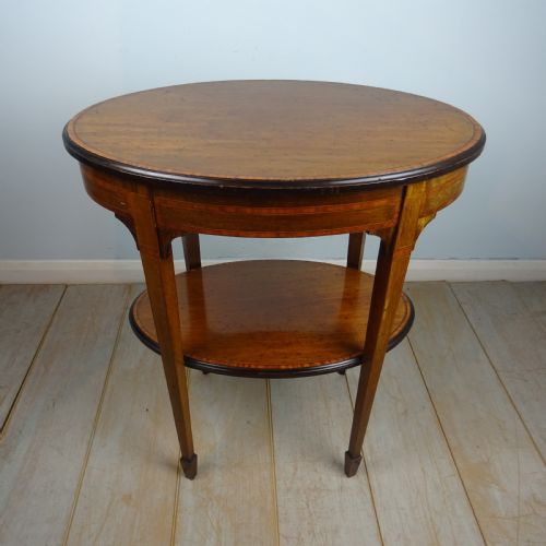 VICTORIAN INLAID OVAL TWO TIER SIDE TABLE - ADDITIONAL PHOTO 1