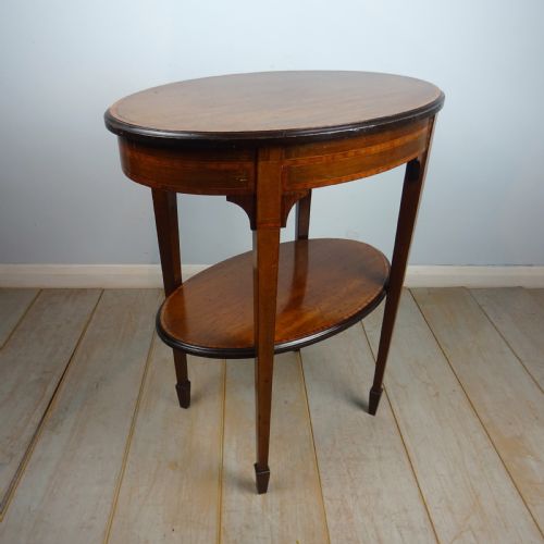 VICTORIAN INLAID OVAL TWO TIER SIDE TABLE - ADDITIONAL PHOTO 2
