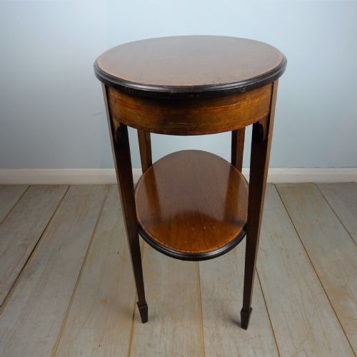 VICTORIAN INLAID OVAL TWO TIER SIDE TABLE - ADDITIONAL PHOTO 4