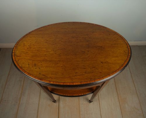 VICTORIAN INLAID OVAL TWO TIER SIDE TABLE - ADDITIONAL PHOTO 7