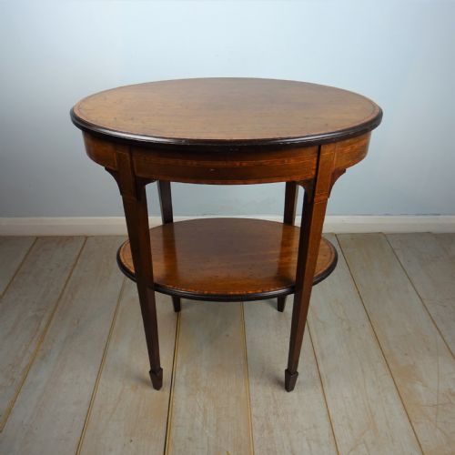 VICTORIAN INLAID OVAL TWO TIER SIDE TABLE - ADDITIONAL PHOTO 8