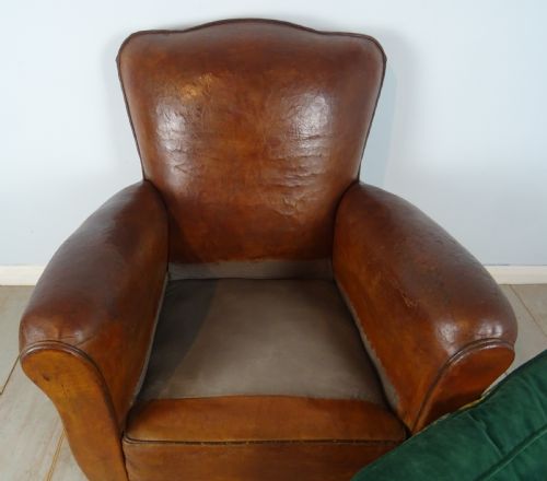 1930S FRENCH LEATHER CLUB CHAIR - ADDITIONAL PHOTO 9