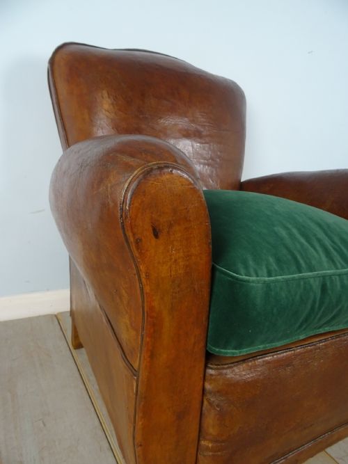 1930S FRENCH LEATHER CLUB CHAIR - ADDITIONAL PHOTO 11