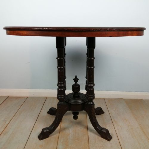 INLAID OVAL WALNUT OCCASIONAL SIDE TABLE - ADDITIONAL PHOTO 5
