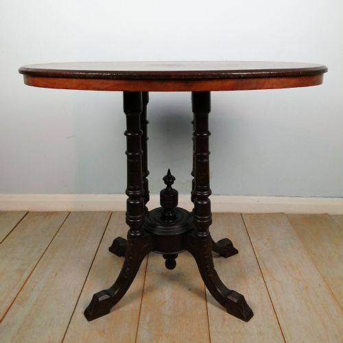 INLAID OVAL WALNUT OCCASIONAL SIDE TABLE - ADDITIONAL PHOTO 9