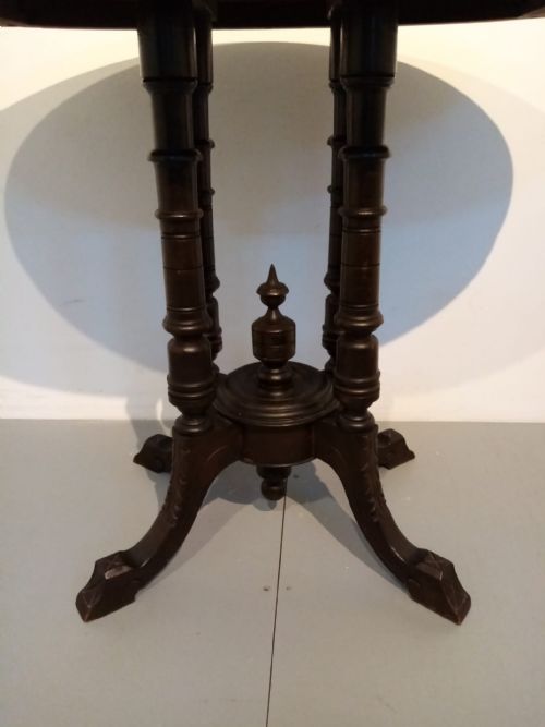 INLAID OVAL WALNUT OCCASIONAL SIDE TABLE - ADDITIONAL PHOTO 2