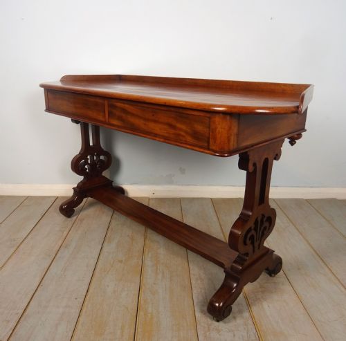 ANTIQUE WILLIAM IV LIBRARY TABLE WITH SHAPED TOP - ADDITIONAL PHOTO 6