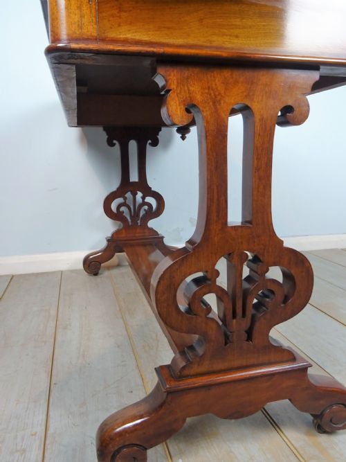 ANTIQUE WILLIAM IV LIBRARY TABLE WITH SHAPED TOP - ADDITIONAL PHOTO 4