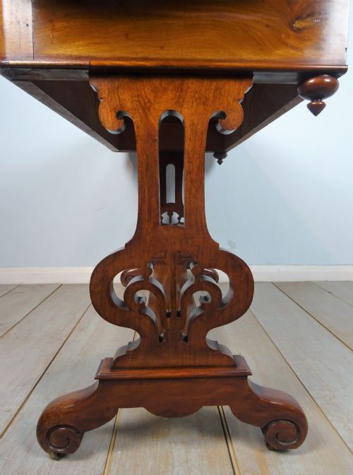 ANTIQUE WILLIAM IV LIBRARY TABLE WITH SHAPED TOP - ADDITIONAL PHOTO 5