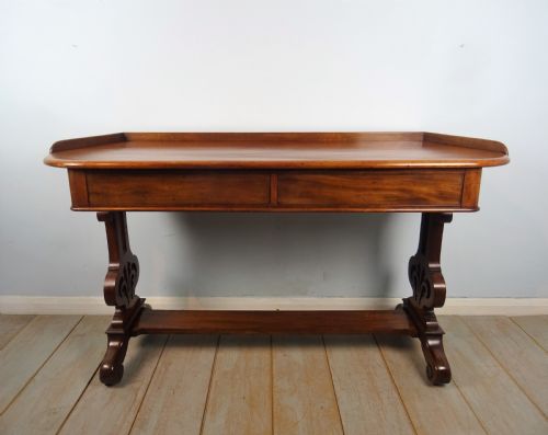 ANTIQUE WILLIAM IV LIBRARY TABLE WITH SHAPED TOP - ADDITIONAL PHOTO 7