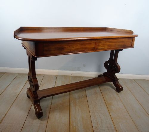 ANTIQUE WILLIAM IV LIBRARY TABLE WITH SHAPED TOP - ADDITIONAL PHOTO 9
