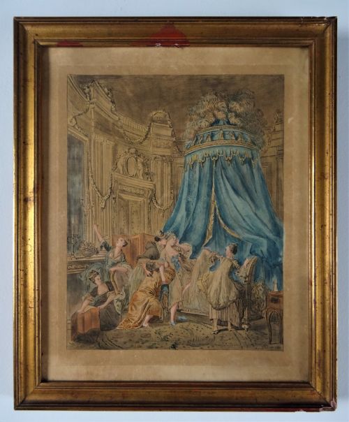 antique gilt framed french rococo taste print - CATEGORY: ANTIQUE ART - DATED 1800