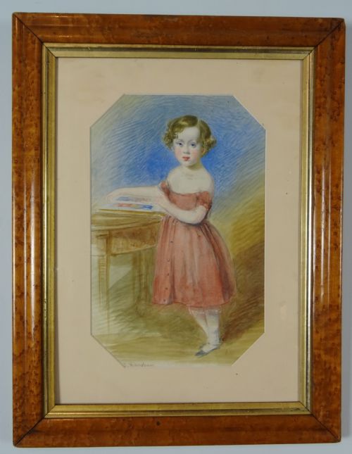 antique watercolour portrait of a young girl - CATEGORY: ANTIQUE ART - DATED VICTORIAN