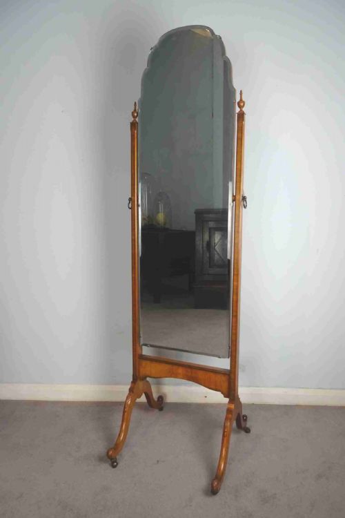 ANTIQUE WALNUT CHEVAL MIRROR - ADDITIONAL PHOTO 5