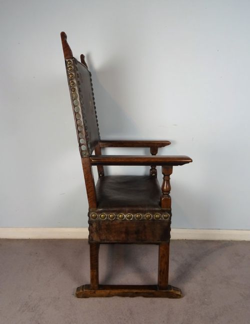 ITALIAN WALNUT AND LEATHER THRONE ARMCHAIR - ADDITIONAL PHOTO 6