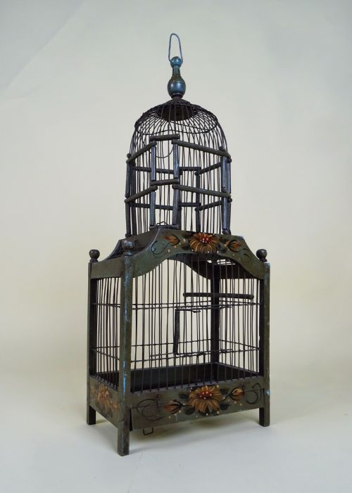 antique painted french architectural birdcage - CATEGORY: ANTIQUE MISCELLANEOUS - DATED 1900