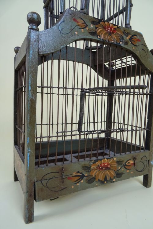 ANTIQUE PAINTED FRENCH ARCHITECTURAL BIRDCAGE - ADDITIONAL PHOTO 7