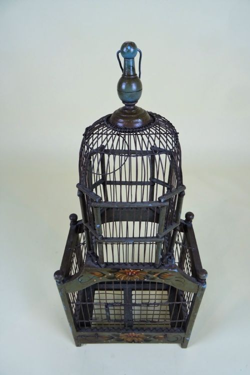 ANTIQUE PAINTED FRENCH ARCHITECTURAL BIRDCAGE - ADDITIONAL PHOTO 8