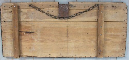 ANTIQUE LEATHER CLAD COFFER PANEL WITH NAILHEAD DETAILS - ADDITIONAL PHOTO 5