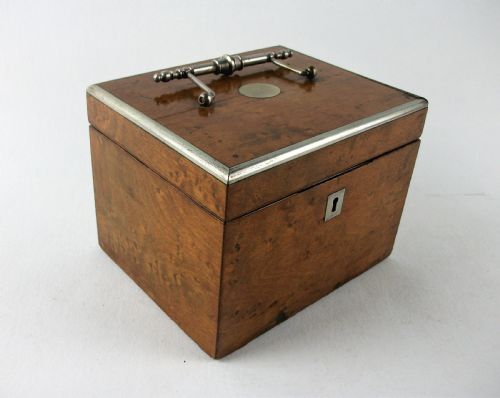 ANTIQUE BURR MAPLE TEA CADDY - ADDITIONAL PHOTO 5