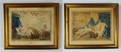 Antique Pair of Gilt Framed Erotic Prints