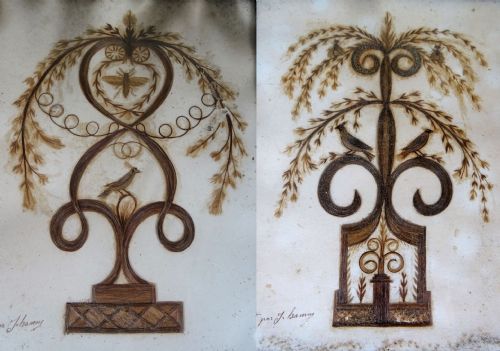 ANTIQUE PAIR OF FRENCH LOVE TOKEN PICTURES - ADDITIONAL PHOTO 5