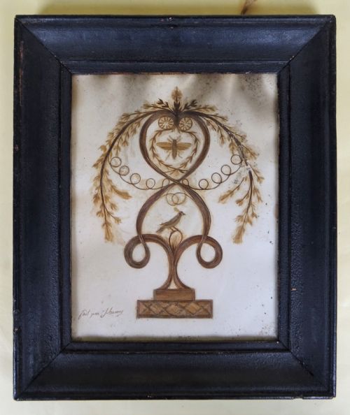 ANTIQUE PAIR OF FRENCH LOVE TOKEN PICTURES - ADDITIONAL PHOTO 1