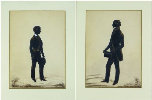 pair of 19th c portrait silhouettes of two young men by frith - CATEGORY: ANTIQUE MISCELLANEOUS - DATED 1850