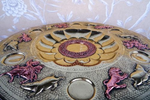 PERSIAN FOLDABLE TABLE WITH COMPLETE BRASS TEA SERVICE - ADDITIONAL PHOTO 2